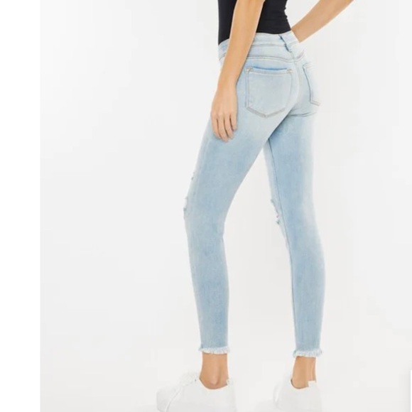 KANCAN Ankle Skinny Distressed Frayed Hem Denim Jeans - Picture 3 of 13